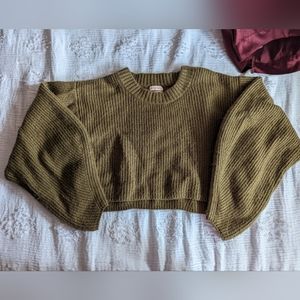 Green Oversized Crop Sweater